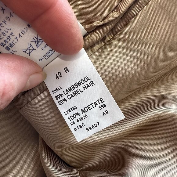 Mens Tan Lambswool Blazer Vtg Lands End XL Jacket 2 Button Lined 42R Camel Hair - Picture 8 of 10